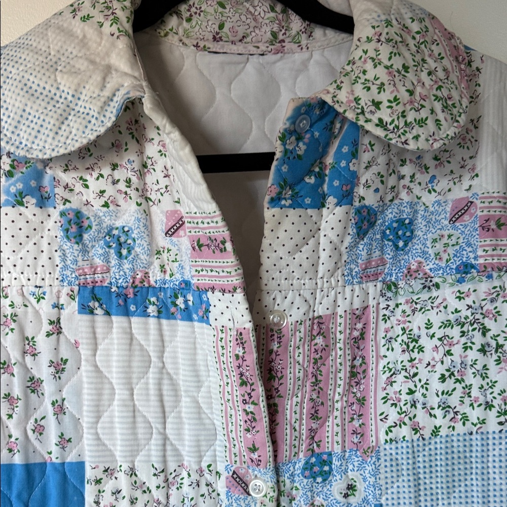 Vintage Patchwork Quilted Jacket - Blue And Pink - image 6